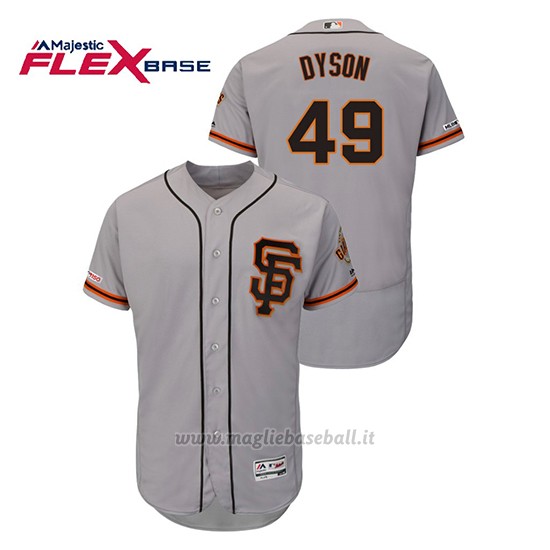 Maglia Baseball Uomo San Francisco Giants Sam Dyson 150th Aniversario Patch Autentico Flex Base Grigio